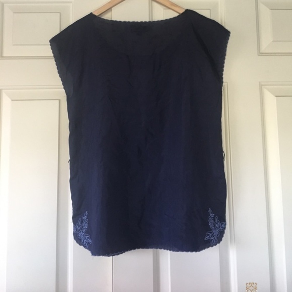 Blue cap sleeve satin Blouse - Picture 2 of 2